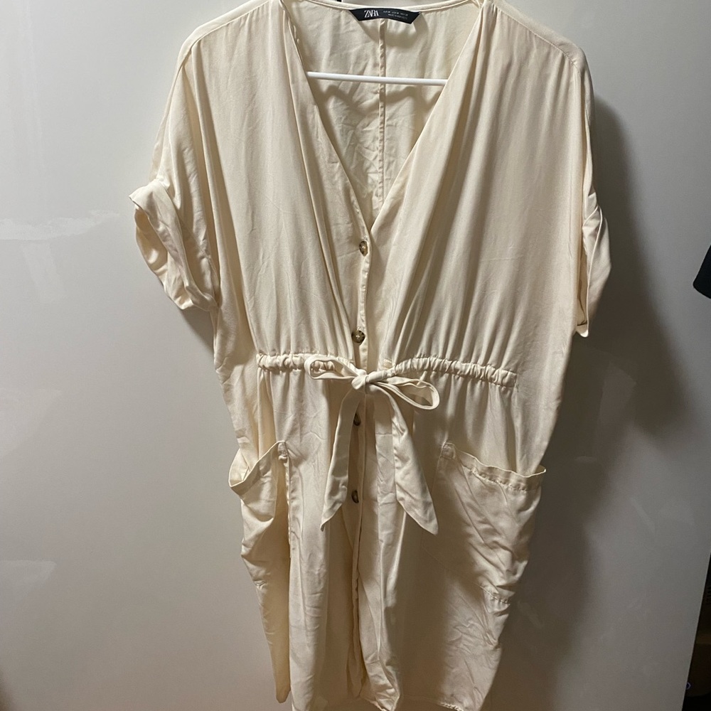 zara v neck belt dress